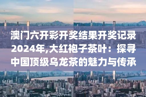 澳门六开彩开奖结果开奖记录2024年,大红袍子茶叶：探寻中国顶级乌龙茶的魅力与传承