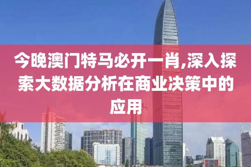 今晚澳门特马必开一肖,深入探索大数据分析在商业决策中的应用