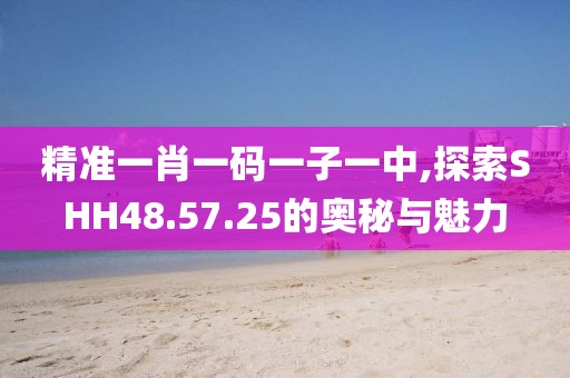 精准一肖一码一子一中,探索SHH48.57.25的奥秘与魅力
