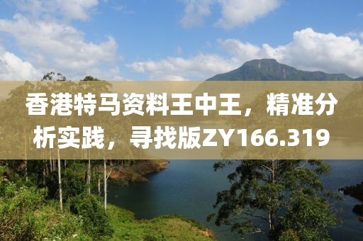 香港特马资料王中王，精准分析实践，寻找版ZY166.319