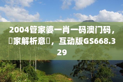 2004管家婆一肖一码澳门码，專家解析意見，互动版GS668.329