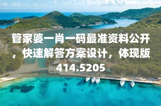 管家婆一肖一码最准资料公开，快速解答方案设计，体现版414.5205