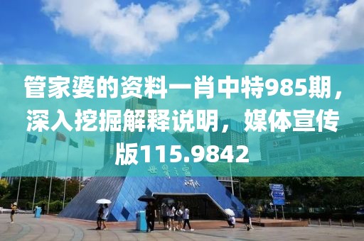 管家婆的资料一肖中特985期，深入挖掘解释说明，媒体宣传版115.9842
