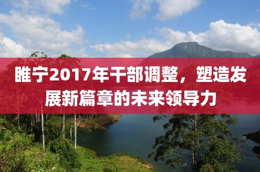 睢宁2017年干部调整，塑造发展新篇章的未来领导力