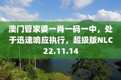 澳门管家婆一肖一码一中，处于迅速响应执行，超级版NLC22.11.14