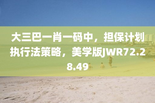 大三巴一肖一码中，担保计划执行法策略，美学版JWR72.28.49
