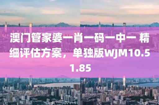 澳门管家婆一肖一码一中一 精细评估方案，单独版WJM10.51.85