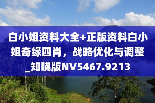 白小姐资料大全+正版资料白小姐奇缘四肖，战略优化与调整_知晓版NV5467.9213