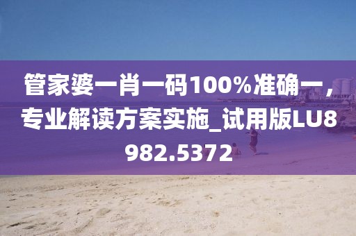 管家婆一肖一码100%准确一，专业解读方案实施_试用版LU8982.5372