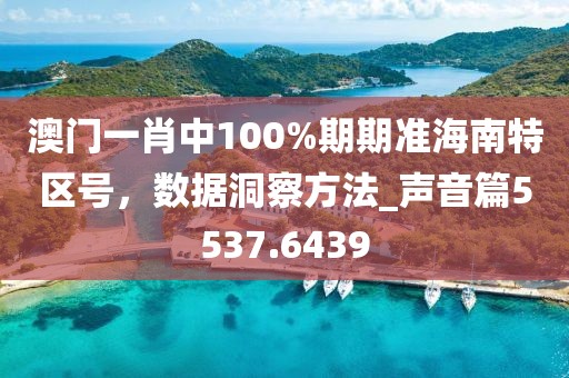 澳门一肖中100%期期准海南特区号，数据洞察方法_声音篇5537.6439