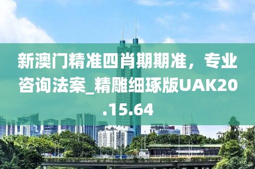 新澳门精准四肖期期准，专业咨询法案_精雕细琢版UAK20.15.64