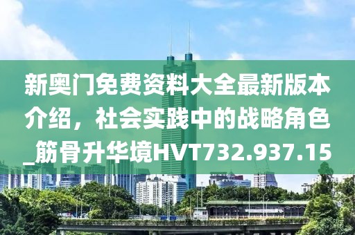 新奥门免费资料大全最新版本介绍，社会实践中的战略角色_筋骨升华境HVT732.937.15