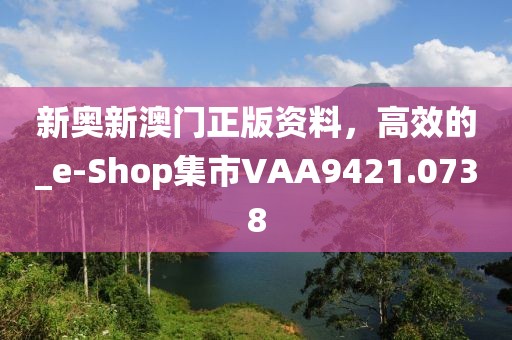 新奥新澳门正版资料，高效的_e-Shop集市VAA9421.0738