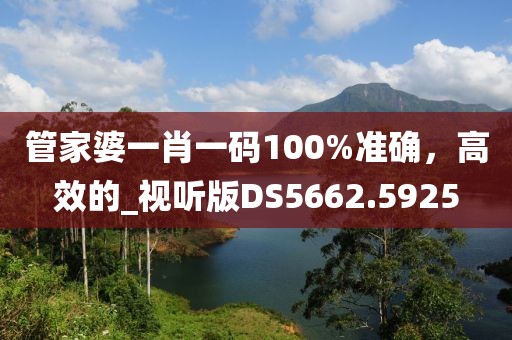管家婆一肖一码100%准确，高效的_视听版DS5662.5925