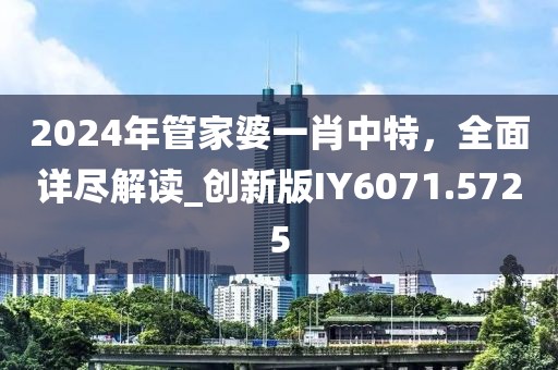 2024年管家婆一肖中特，全面详尽解读_创新版IY6071.5725