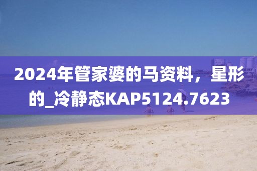 2024年管家婆的马资料，星形的_冷静态KAP5124.7623