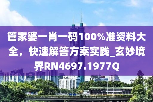管家婆一肖一码100%准资料大全，快速解答方案实践_玄妙境界RN4697.1977Q