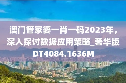 澳门管家婆一肖一码2023年，深入探讨数据应用策略_奢华版DT4084.1636M