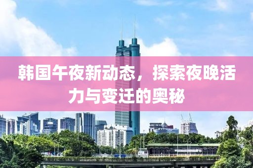 韩国午夜新动态，探索夜晚活力与变迁的奥秘