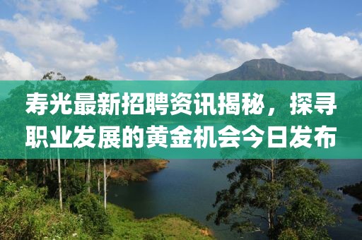 寿光最新招聘资讯揭秘，探寻职业发展的黄金机会今日发布