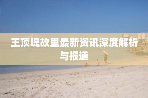 王顶堤故里最新资讯深度解析与报道