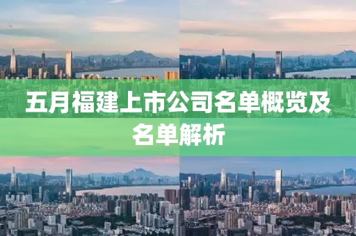 五月福建上市公司名单概览及名单解析