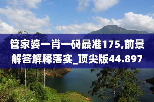 管家婆一肖一码最准175,前景解答解释落实_顶尖版44.897