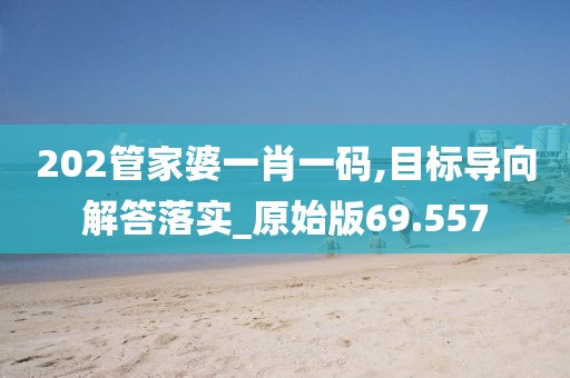 202管家婆一肖一码,目标导向解答落实_原始版69.557