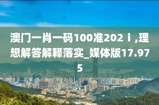 澳门一肖一码100准202ⅰ,理想解答解释落实_媒体版17.975