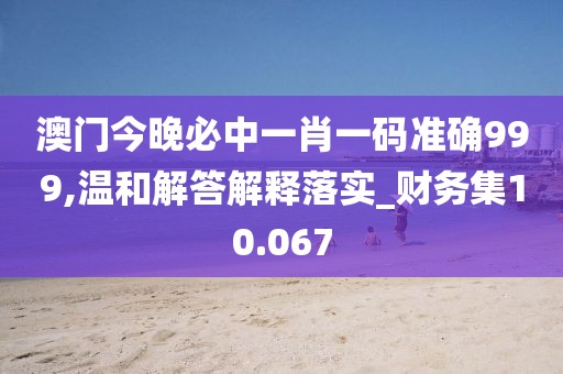 澳门今晚必中一肖一码准确999,温和解答解释落实_财务集10.067